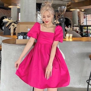 Váy Babydoll Thô Nơ Sau Tay Phồng 5 Màu Siêu Xinh