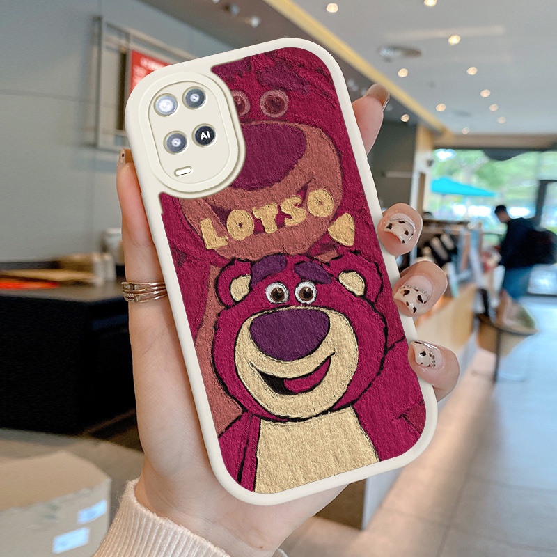 Ốp Điện Thoại Da PU Hình Gấu Dâu Tây Cho OPPO A54 A54