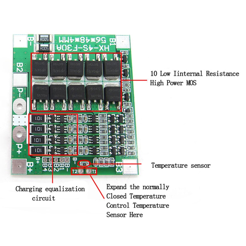 4S-14.8V Tấm bảo vệ pin lithium 4S-12.8V Tấm bảo vệ pin lithium sắt phosphate 30A