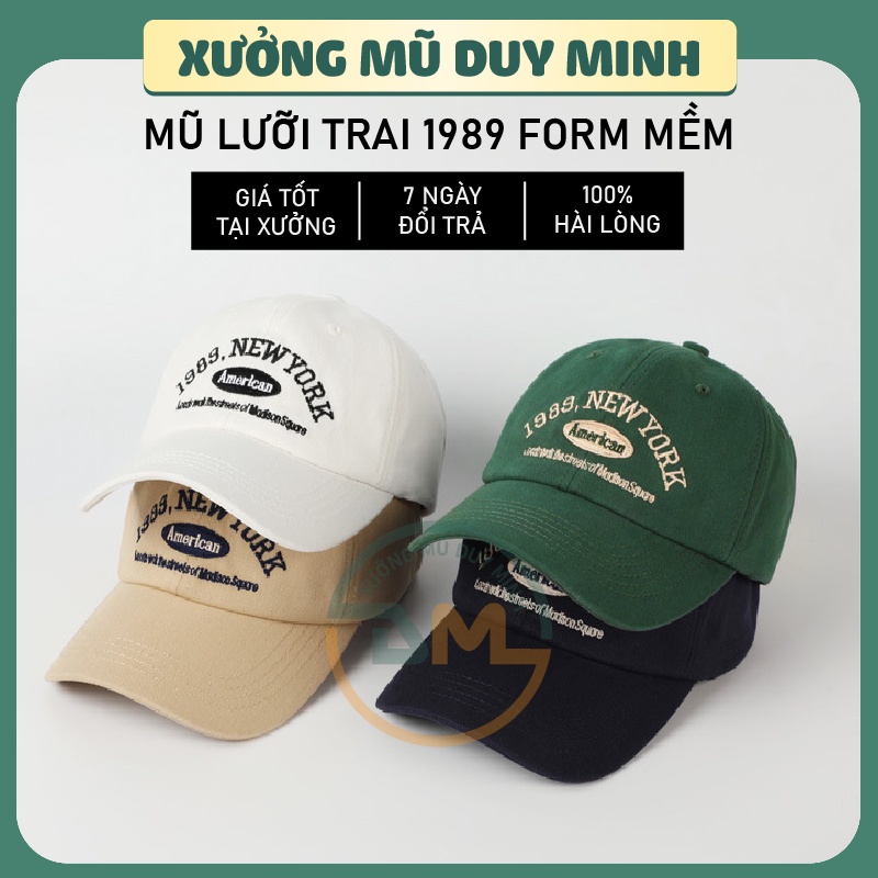 Mũ lưỡi trai, Nón kết thêu chữ 1989 vải kaki cotton cao cấp, phong cách hàn quốc unisex nam nữ xưởng mũ Duy Minh DM02