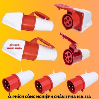 Phích cắm ổ cắm công nghiệp 3 pha 4 chấu 16a 32a