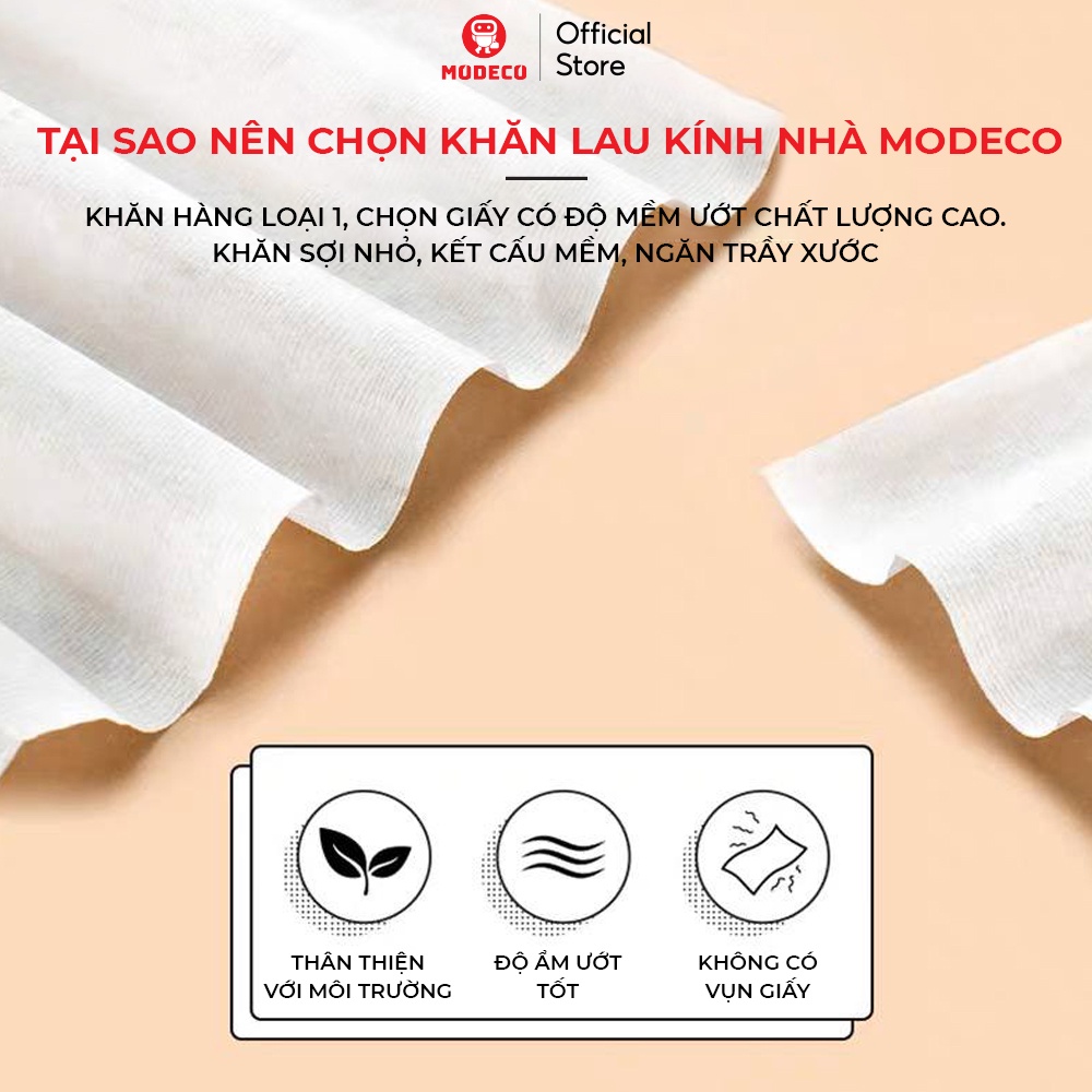 Khăn Lau Kinh Nano Modeco Chống Bám Hơi Nước, Lau Sạch Bụi Bẩn, Khử Khuẩn, Chống Nhờn Trên Mặt Kính - Hộp 100 Khăn