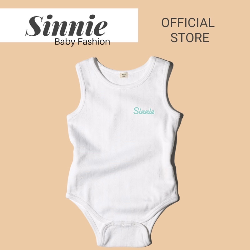 Bodysuit trắng vải cotton lụa mềm mát cho bé Sinnie ảnh thật, body liền thân dễ mặc.