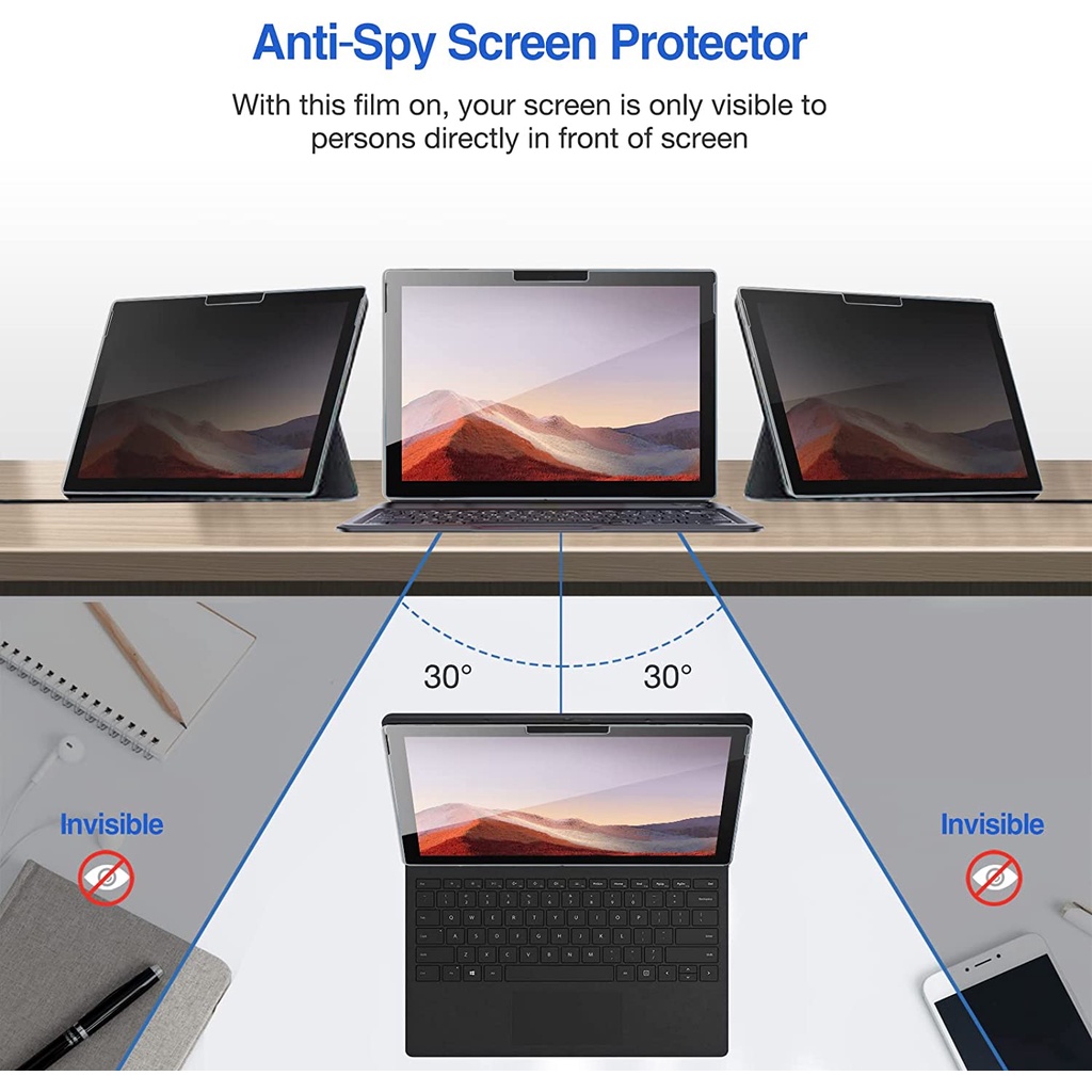 Phim lọc quyền riêng tư Màng Lọc Bảo Vệ Màn Hình Chống Nhìn Trộm Cho 12.3 Inch Surface Pro 7 Plus Pro 7 Pro 6 Pro 5 Pro 4 Pro 3 Go 1 2 3