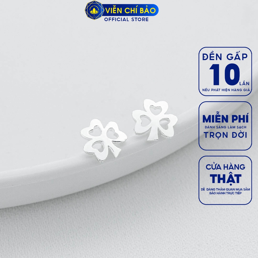 Bông tai cỏ 3 lá chất liệu bạc 925 thời trang phụ kiện trang sức nữ Viễn Chí Bảo E086