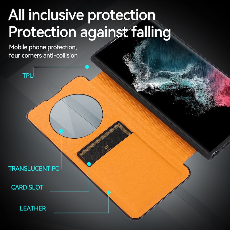 Bao Da Điện Thoại Nắp Lật Thông Minh Có Ngăn Đựng Thẻ Cho Samsung S23 Ultra S22 Ultra S21