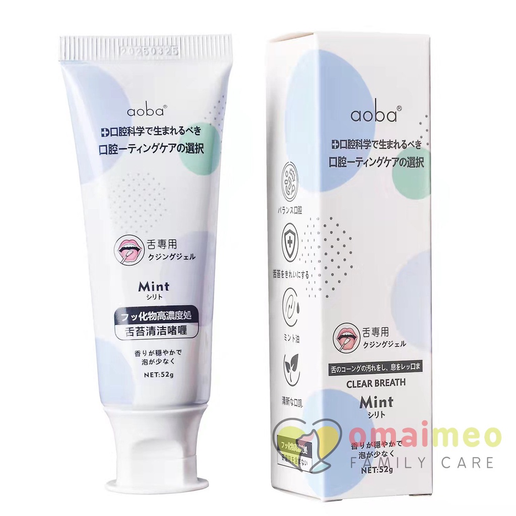 Gel vệ sinh lưỡi Aoba Nhật Bản, vệ sinh lưỡi sạch mảng bám, hơi thở hơm mát với hương bạc hà và hương đào tuýp 52g