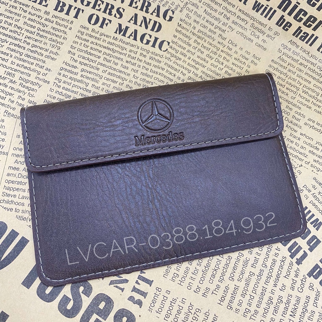 Ví da màu NÂU đựng đăng kiểm, giấy tờ ô tô cao cấp. Bóp đựng giấy tờ logo các hãng Mazda, Toyota, Audi...