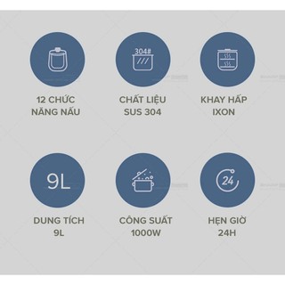 Nồi đa năng Sharp KN-MC90V-ST [Kèm 3 nồi sứ, khay hấp inox, giá đõ inox] - CheapMall