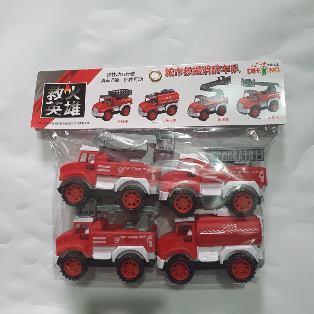 Đồ Chơi Set 4 Ô Tô Công Trường Quân Đội Và Xe Môi Trường Cho Bé