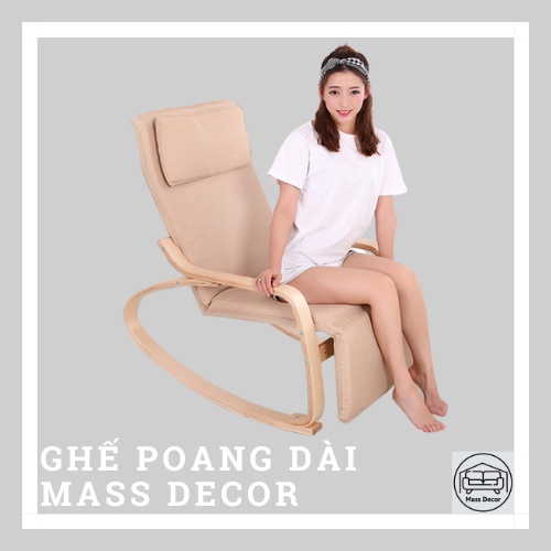 (FREESHIP)Ghế Poang Dài Bập Bênh Thư Giãn Cao Cấp, Với Khung Gỗ Chắc Chắn Đệm Êm Ái Có Gác Chân, Nhiều Màu Lựa Chọn