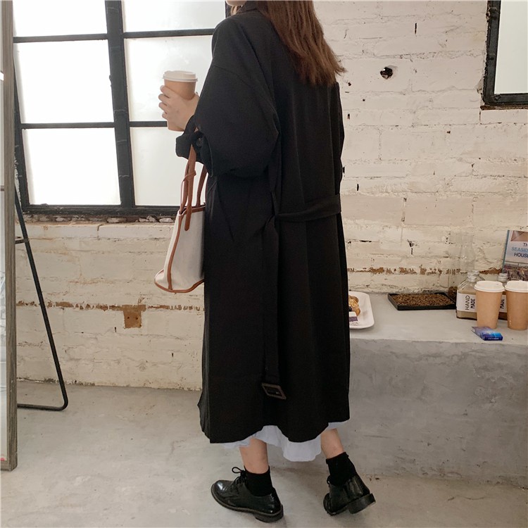 Áo khoác mangto dáng dài kèm đai thanh lịch Hàn Ulzzang