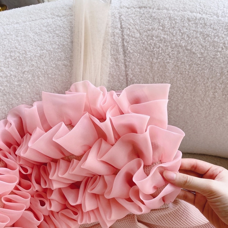 JUM XỐP HỒNG 2S NHÍU NGỰC NƠ LƯNG CỘT