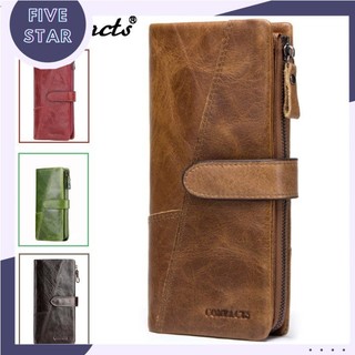 2022 Contact Wallet Genuine Leather N1103-5 - Bảo Hành 2 Năm - Bóp Ví Đứng Dài Cầm Tay Da Bò - Nam Nữ - HongKong