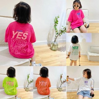  AT2- tomnaukid  Áo thun cộc tay bé gái chữ Ye.s cá tính - Size 9-40Kg 