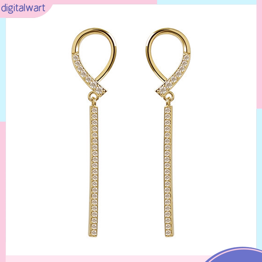 1 Đôi Bông Tai Dáng Dài Đính Đá Lấp Lánh Thời Trang Cho Nữ