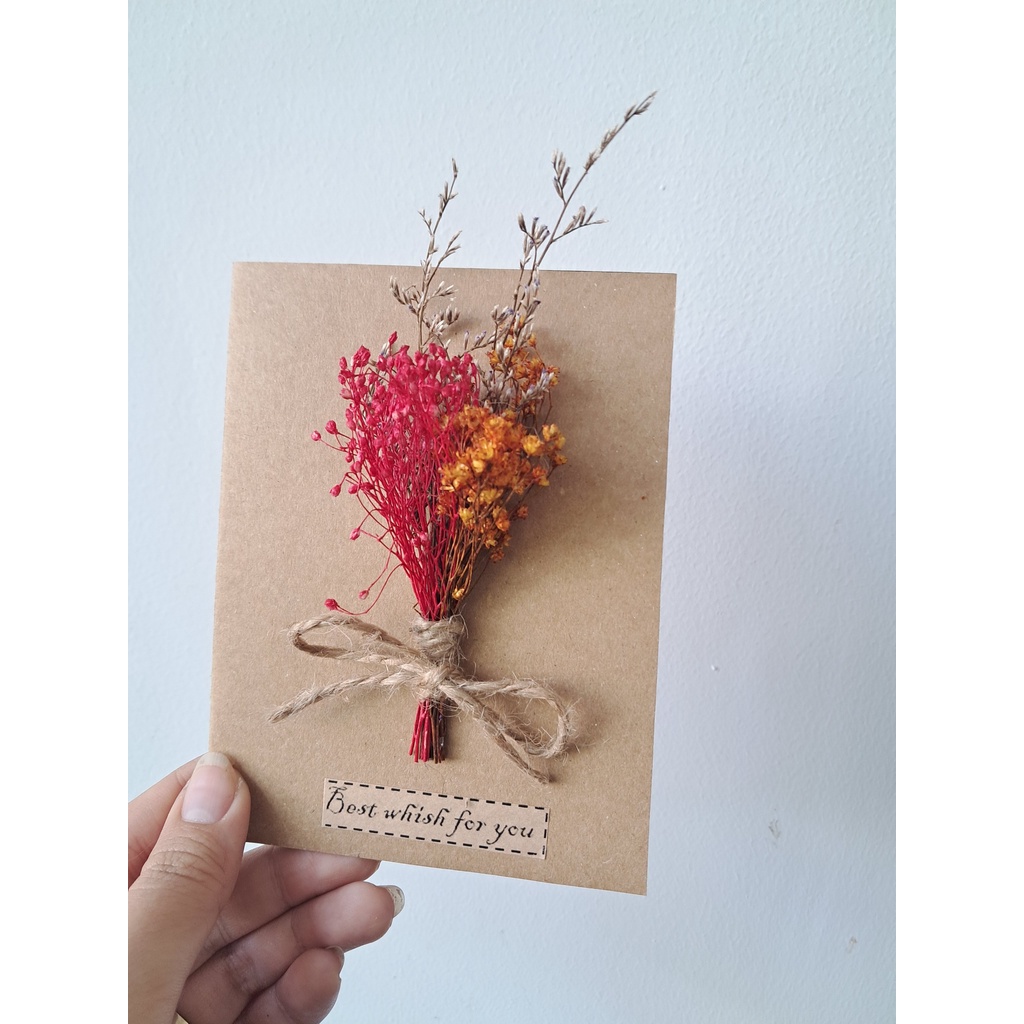 Thiệp hoa khô mini, bỏ vào hộp quà tặng valetine, sinh nhật.