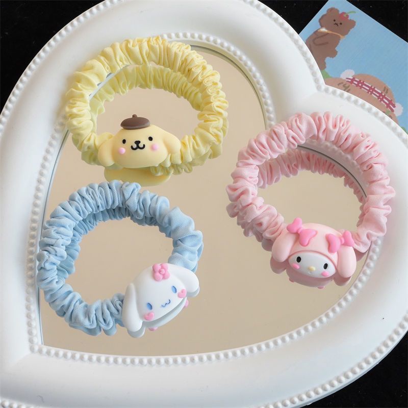 Kawaii Sanrio Ins Plush Hair Scrunchies Kuromi Anime Hair Ties Hello Kitty Cartoon Girls Hair Band gift