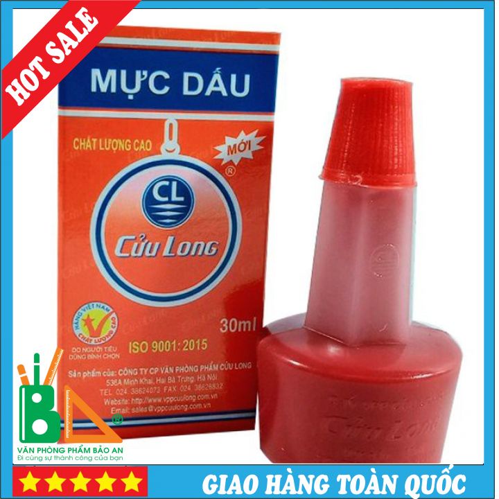 Mực Dấu Cửu Long (30ml), dùng cho công chứng văn phòng,Không Phai Màu Khi Gặp Nước, sỉ gọi điện,Văn p