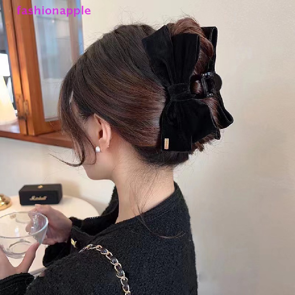 Kẹp Tóc Nơ Chéo Hai Mặt Màu Trơn Thanh Lịch Cho Nữ