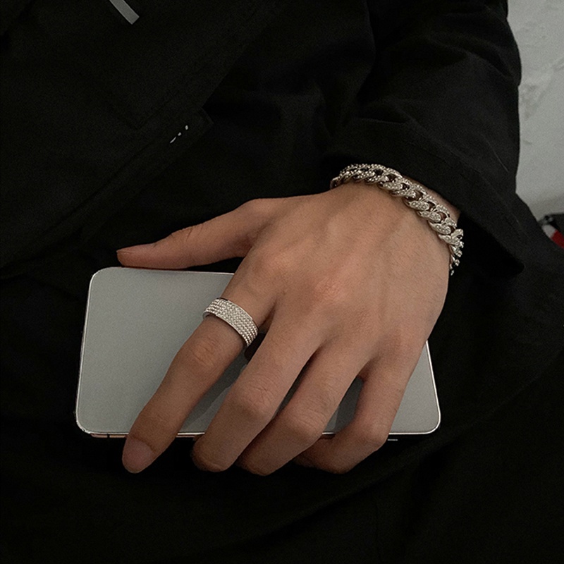 Nhẫn Kim Cương Bằng Thép Không Gỉ Không Phai Màu Phong Cách Hip Hop Cho Nam Và Nữ