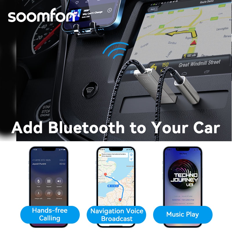 Thiết Bị Nhận Tín Hiệu Âm Thanh bộ thu phát Bluetooth 5.1 Aux Sang USB 3.5mm Cho Loa / Nhà Ở / Xe Hơi