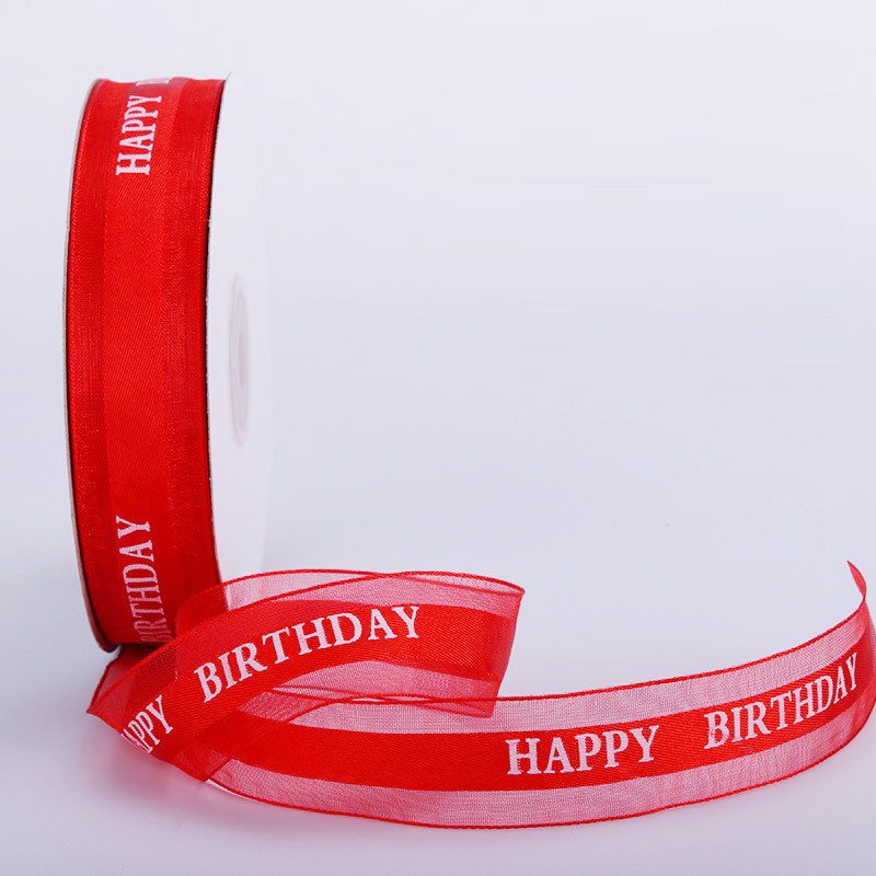 Ruy băng voan chữ ❤️ Happy Birthday ❤️ size 2.5cm  Ruy băng gói quà sinh nhật, gói hoa cao cấp
