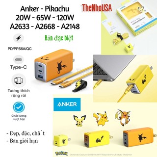 Củ sạc nhanh Anker Pikachu GaN Prime 737 - 120W - A2148 [Bản giới hạn]