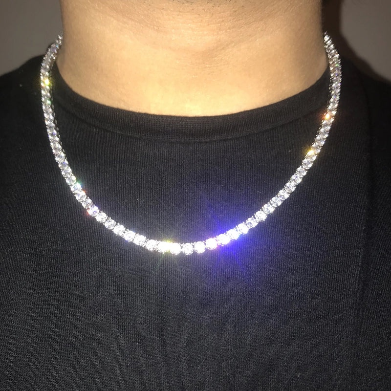 Dây chuyền nam nữ dây chuyền đính đá CZ mạ vàng 18k khóa hộp Tennis Chain 4mm