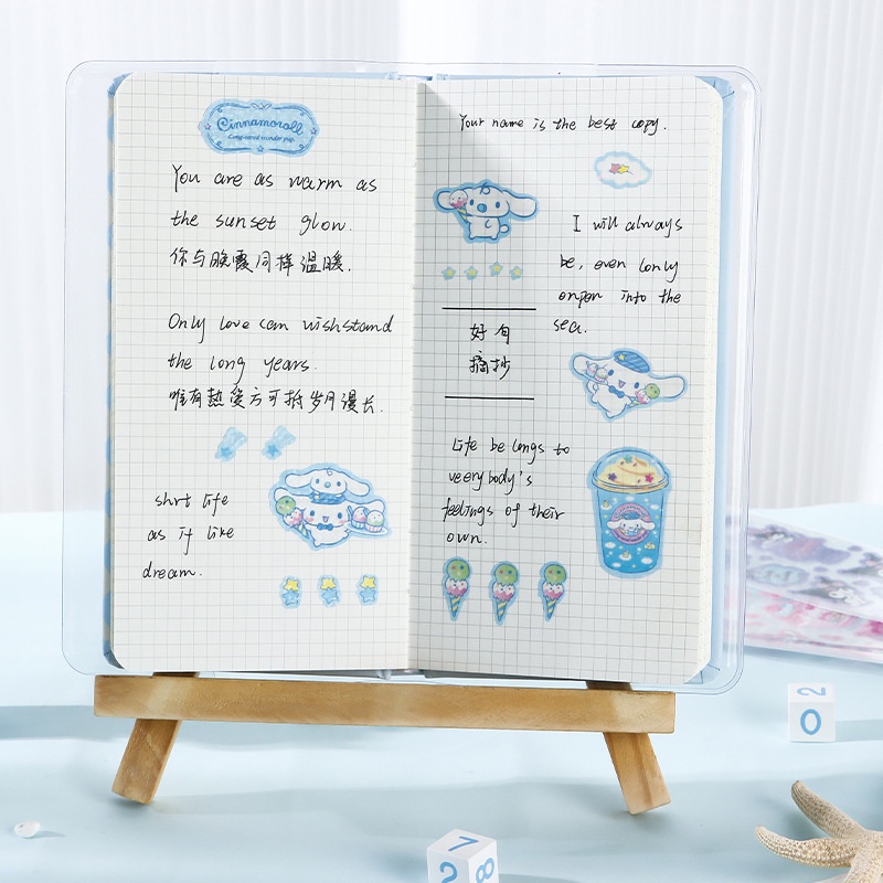 SANRIO Miếng Dán Họa Tiết Hoạt Hình Lấp Lánh Trang Trí Sổ Tay DIY