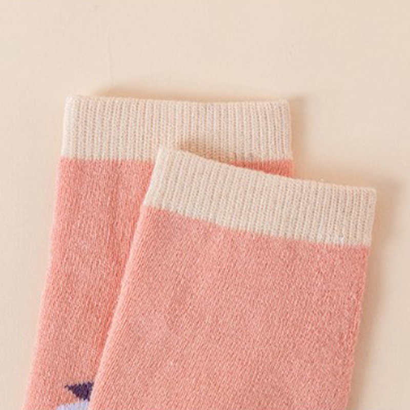 Bộ 4 Đôi Vớ Cotton Giữ Ấm Họa Tiết Kỳ Lân Hoạt Hình Dễ Thương Cho Bé Gái JP5