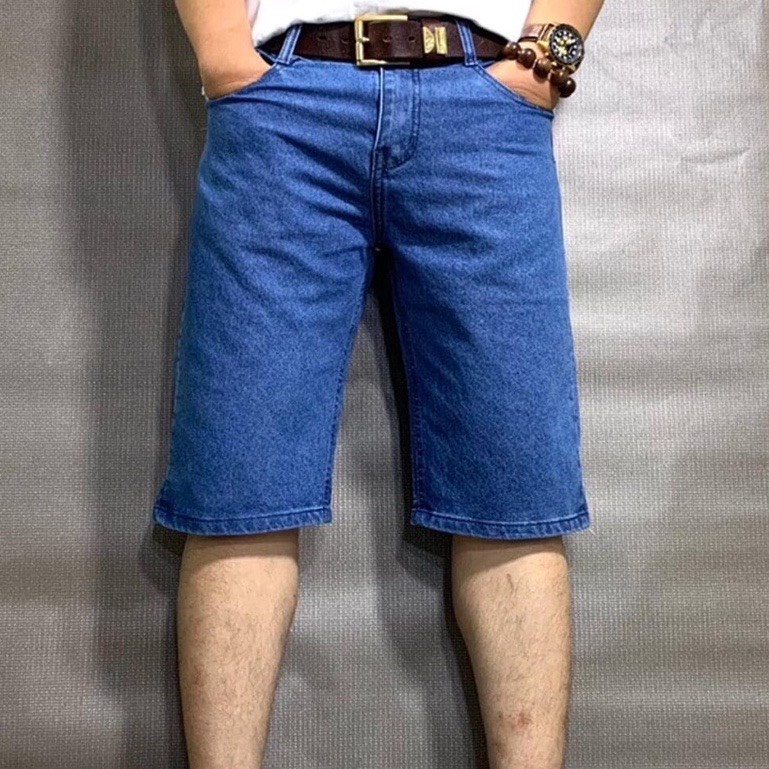 quần short jean nam xám xanh trơn from basic cơ bản đẹp giá rẻ,vải jean dày mềm kiểu dáng trẻ trung