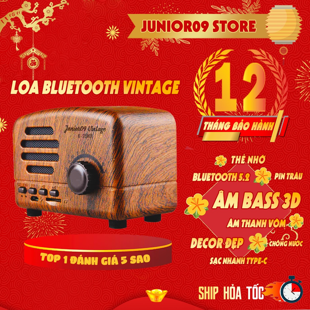 Loa bluetooth mini JUNIOR09 VINTAGE