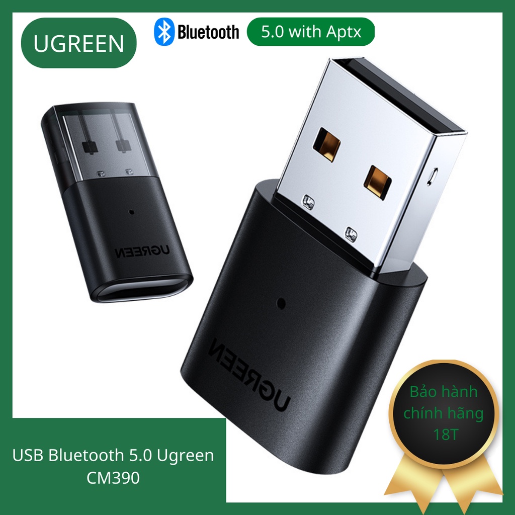 USB Phát Bluetooth 5.0 Dành Cho Laptop, PC Hỗ Trợ Aptx - Usb Bluetooth Chính Hãng Ugreen CM390