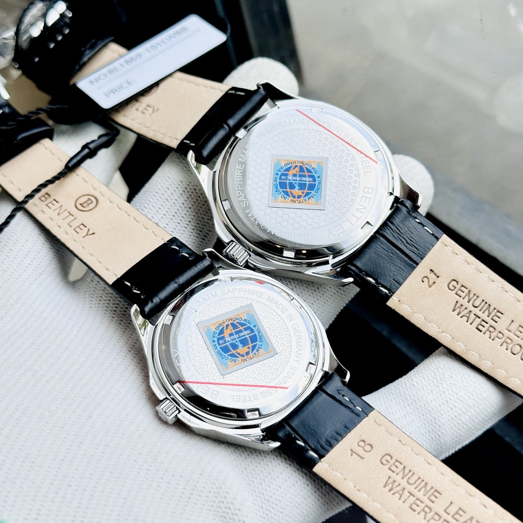 Đồng hồ đôi nam nữ dây da Bentley Nautilus BL1869 Black