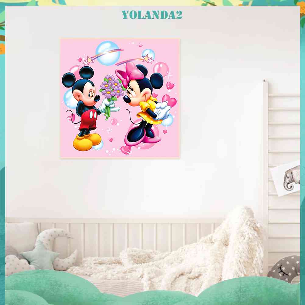 Bộ Tranh Đính Đá Tự Làm Họa Tiết Chuột Mickey Và Minnie Trang Trí Nội Thất