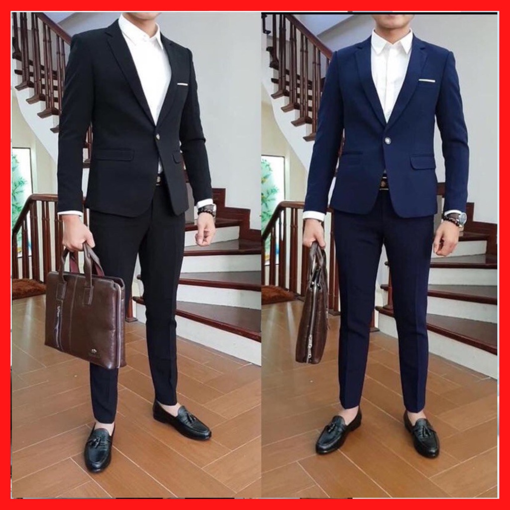 Bộ vets nam công sở -  Bộ vest nam lịch lãm trẻ trung sang trọng không nhăn không xù