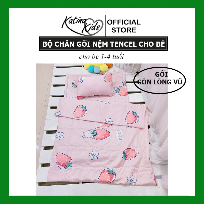Bộ chăn gối nệm tencel cho bé đi học mầm non, mềm mịn mát, thấm hút tốt[Tặng kèm túi]