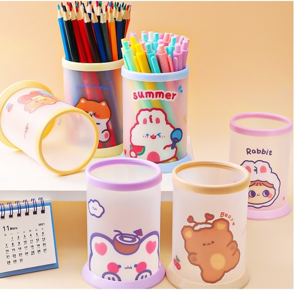 Hộp Đựng Bút Để Bàn Đa Năng Có Thể Gấp Gọn In Họa Tiết Hoạt Hình Xinh Xắn Ốp