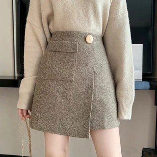 Chân váy dạ vạt trước