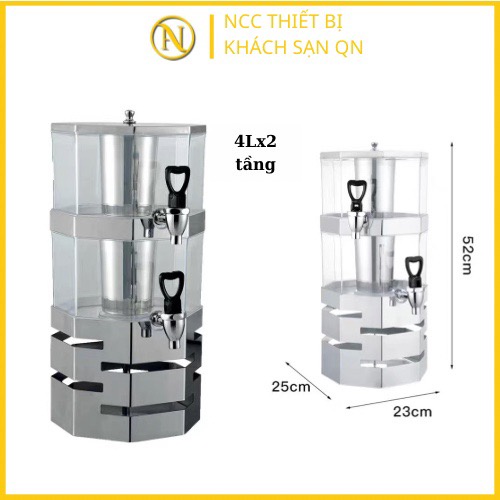 Bình đựng nước ép trái cây giữ nhiệt 4L x 2 tầng dùng cho nhà hàng mã SP JVD-4A