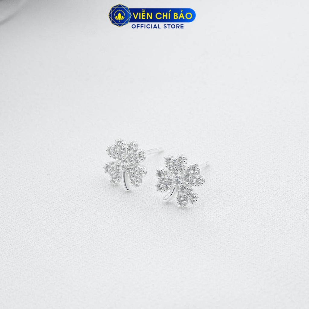 Bông tai bạc nữ cỏ 4 lá có đuôi (new) chất liệu bạc 925 thời trang phụ kiện trang sức nữ Viễn Chí Bảo B400028