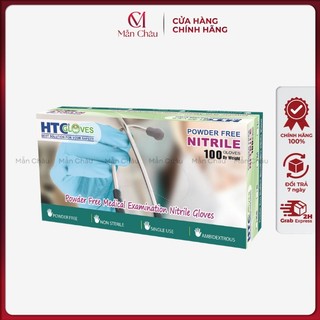 Găng tay y tế xanh HTC không bột hộp 100 chiếc