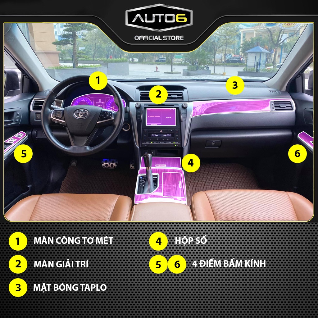 TOYOTA CAMRY 2.5  (2013-2018): Phim PPF dán full bộ - AUTO6&lt;Made in Việt Nam&gt;  chống xước, che phủ vết xước cũ...