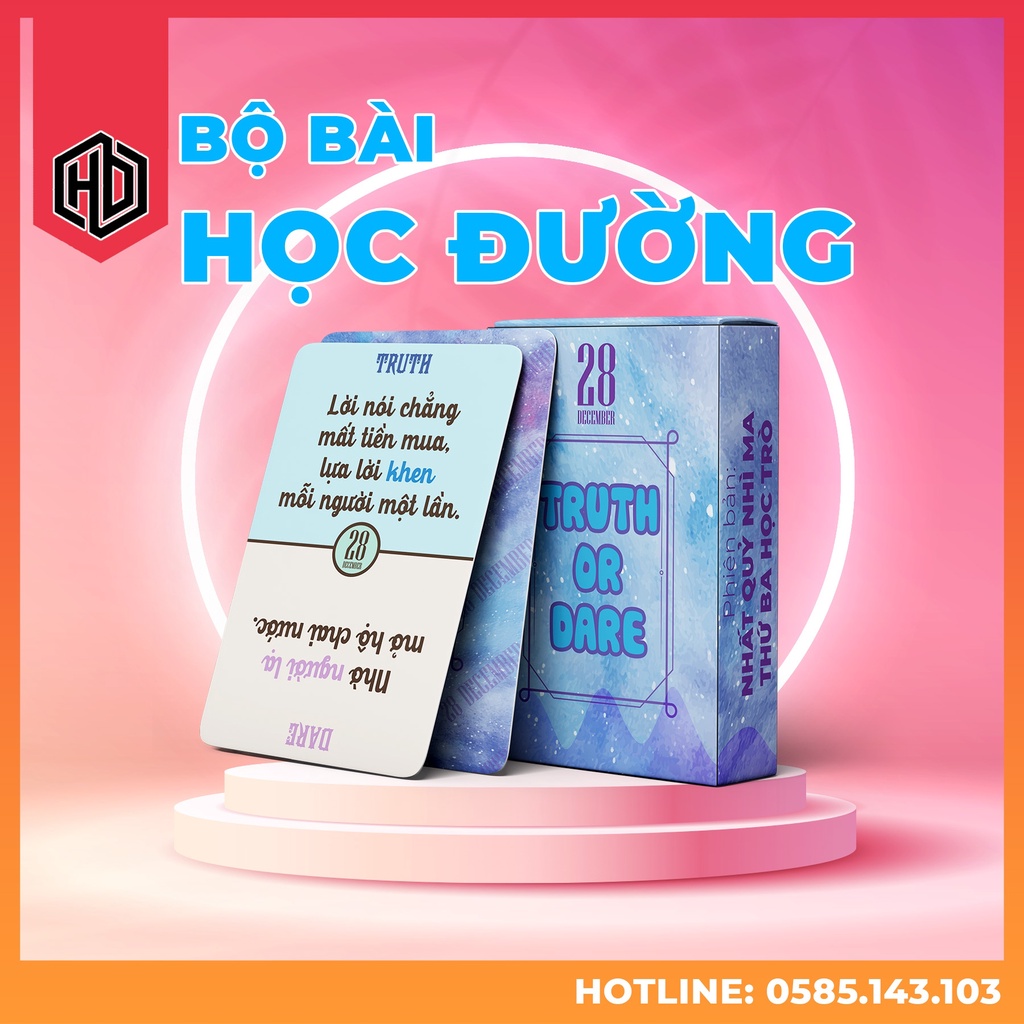 Bộ Bài “Truth or Dare - Nói hay Làm” phiên bản HỌC ĐƯỜNG -Drinking Card Game Khuấy Động Không Khí Tụ Tập Bạn Bè Cực Vui