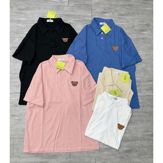 Áo thun nữ form rộng, áo thun polo có cổ thêu gấu chất đẹp ZiniStore