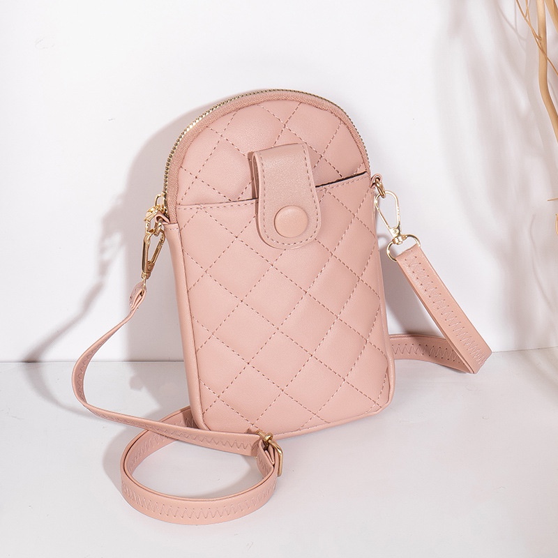 Túi Xách Đựng Điện Thoại Hai Lớp Dáng Vuông Nhỏ Thêu Họa Tiết Kim Cương Phong Cách Mới 2022 Cho Nữ