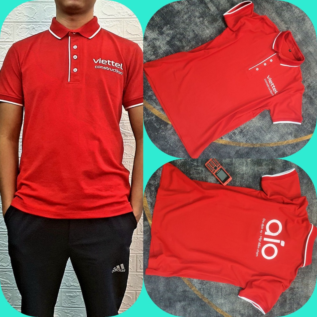 Áo polo thời trang viettel, Vải la cốt costong co dãn 4 chiều, hàng may kỹ, thanh lý