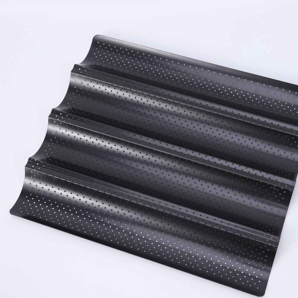 Khay nướng bánh mì 3 rãnh gợn sóng đục lỗ chống dính 38cm x 24.5cm x 2cm