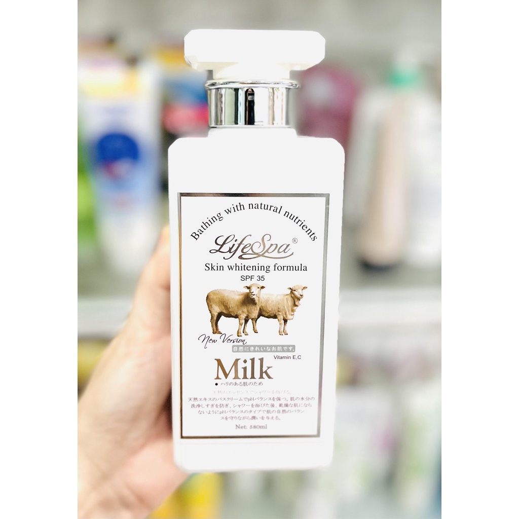 Sữa tắm dưỡng trắng da con cừu LifeSpa 500ml - Xuất xứ Nhật Bản, Sản xuất Thái Lan